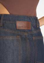 Faye - Wide Leg Denim Jeans With Ties - Indigo