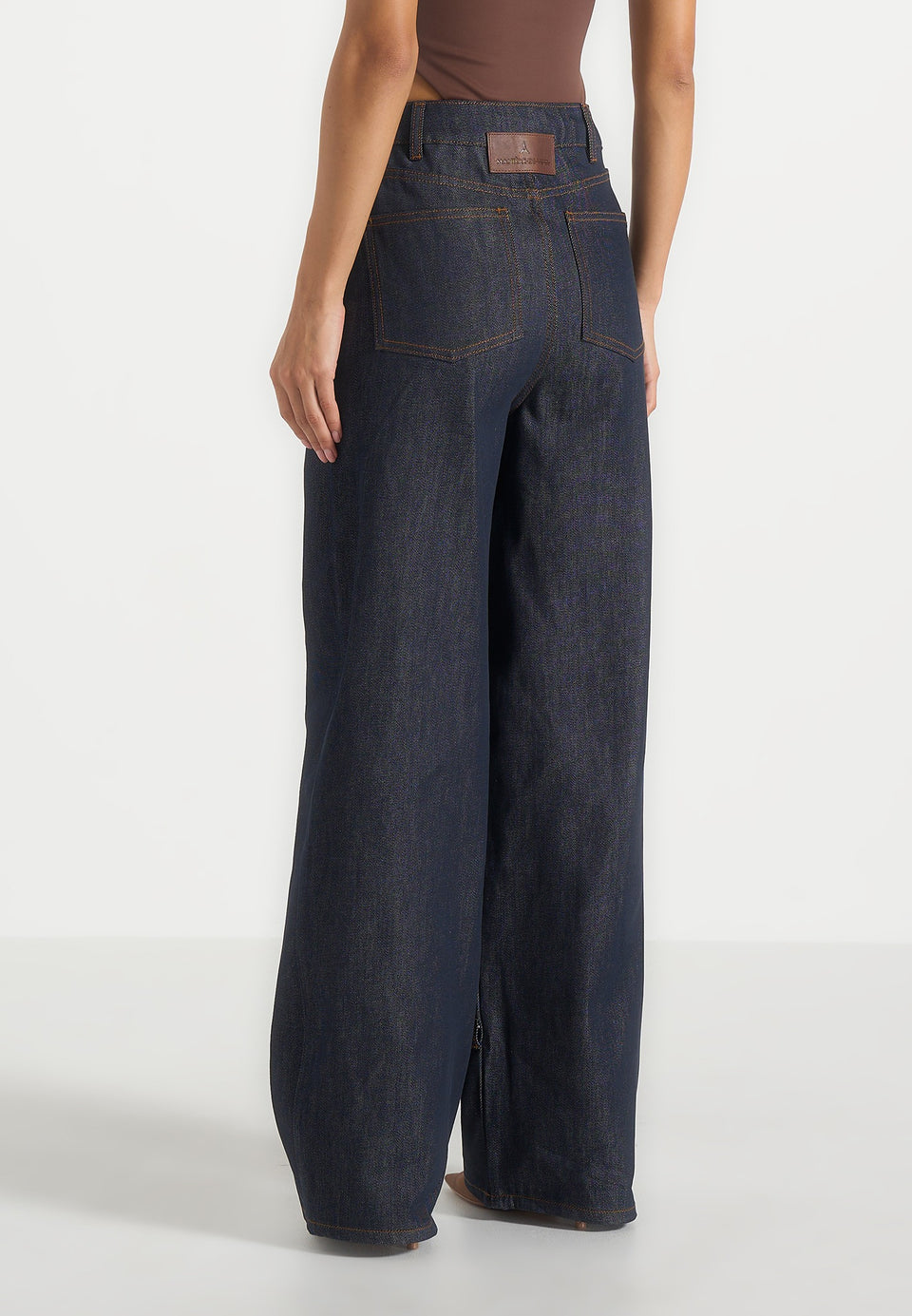 Faye - Wide Leg Denim Jeans With Ties - Indigo