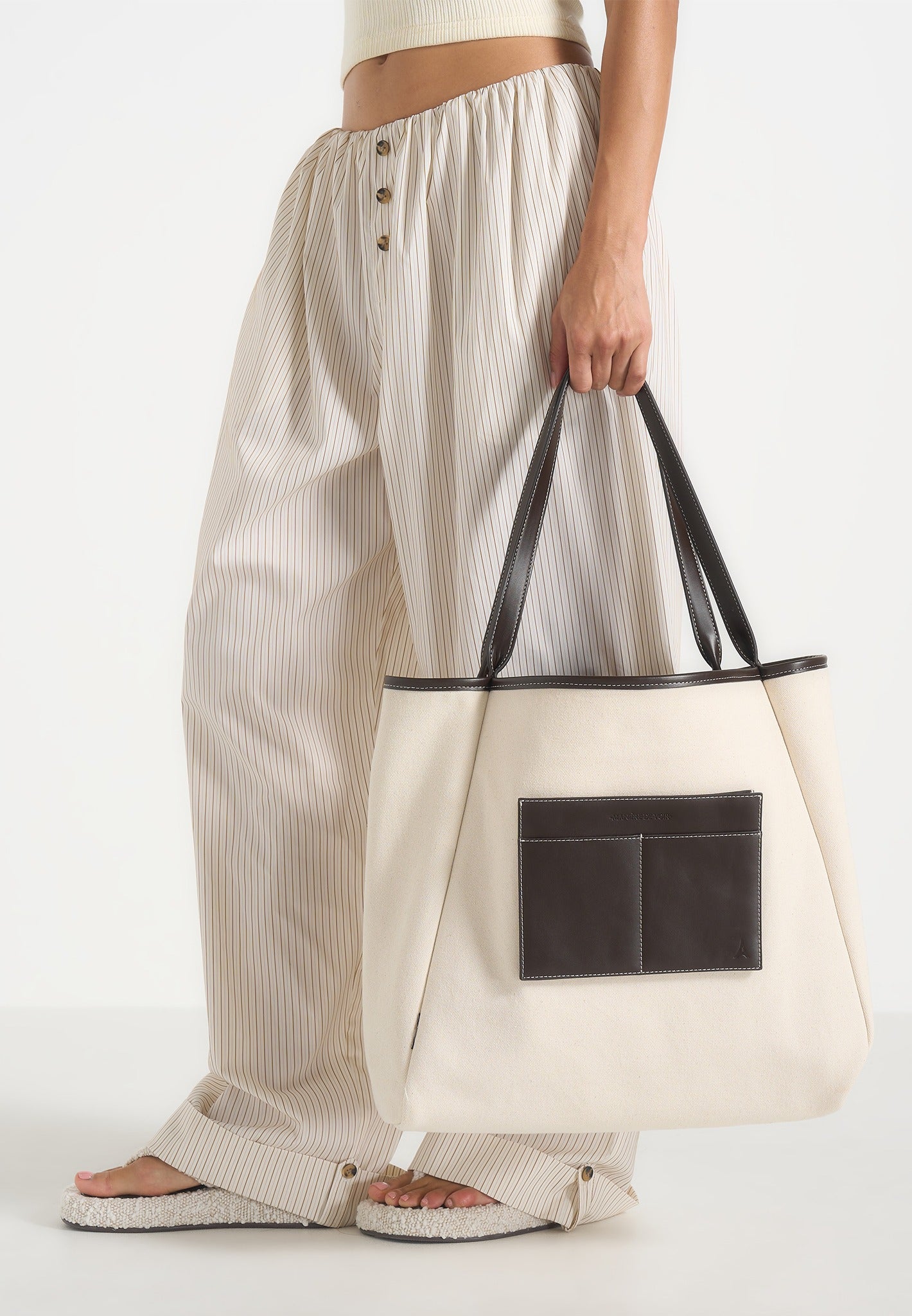 Dakota - Unisex Reversible Leather & Suede Tote Bag - Brown
