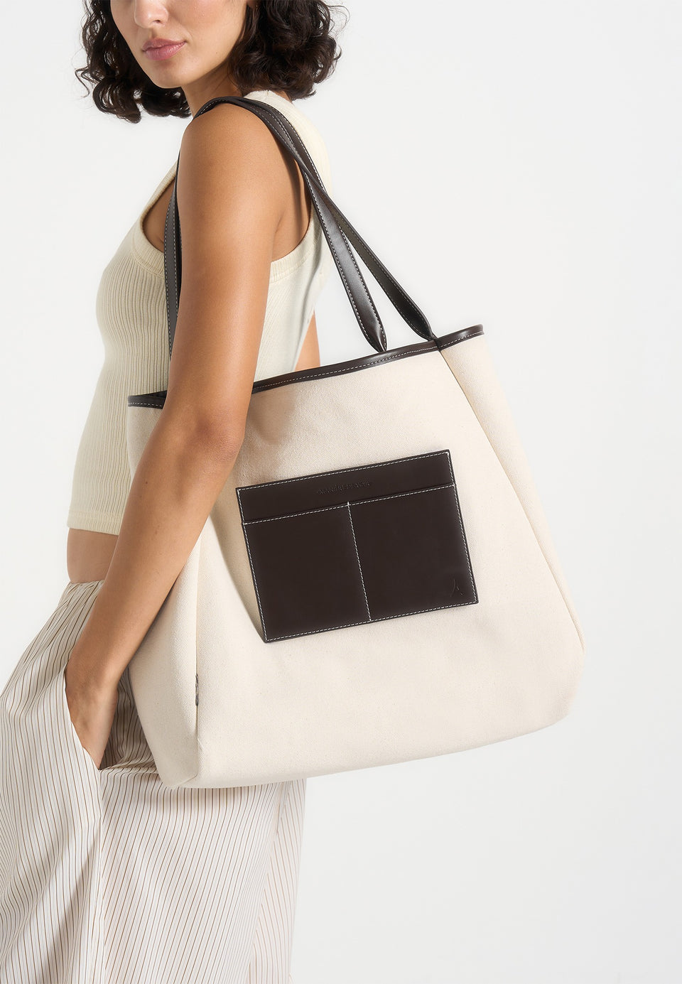 Dakota - Unisex Reversible Leather & Suede Tote Bag - Brown