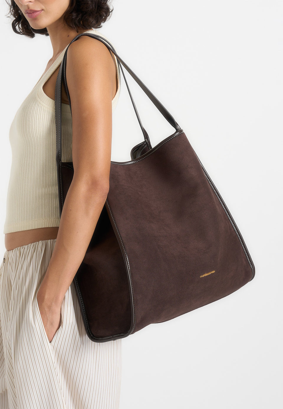 Dakota - Unisex Reversible Leather & Suede Tote Bag - Brown
