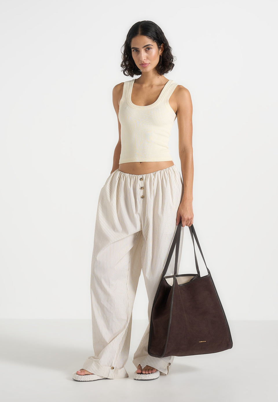 Dakota - Unisex Reversible Leather & Suede Tote Bag - Brown