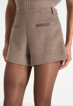 Tanya - High-Waisted Wool Shorts - Taupe