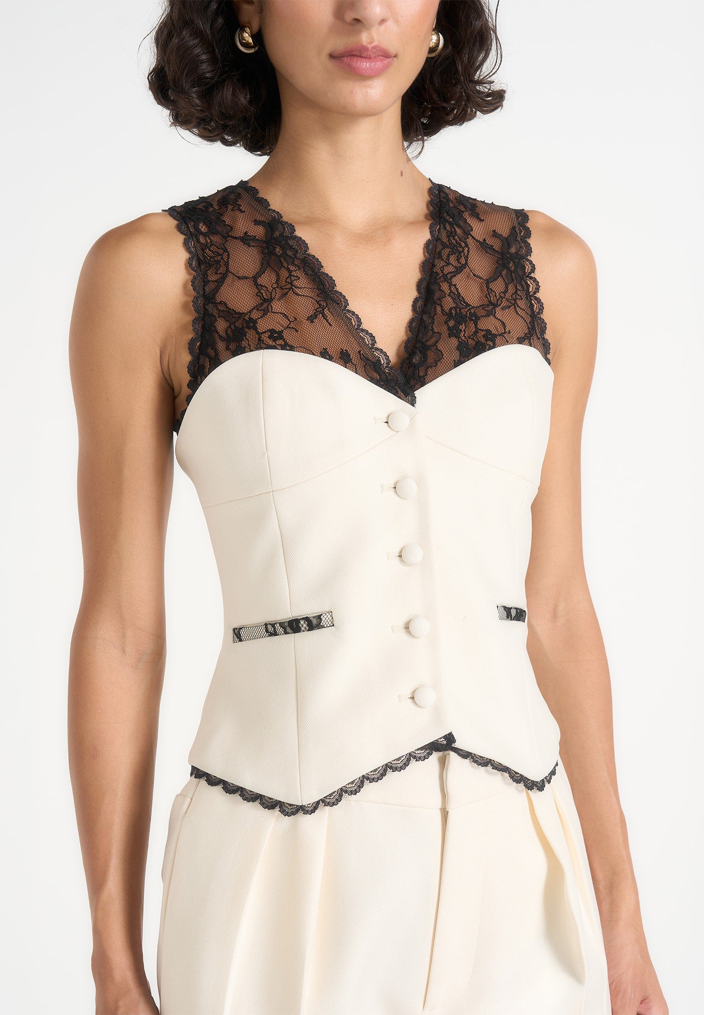 Veronica - Lace Tailored Corset Waistcoat – White