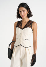 Veronica - Lace Tailored Corset Waistcoat – White