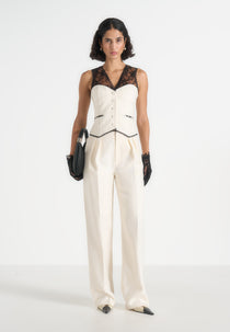 Veronica - Lace Tailored Corset Waistcoat – White