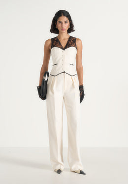 Veronica - Lace Tailored Corset Waistcoat - White