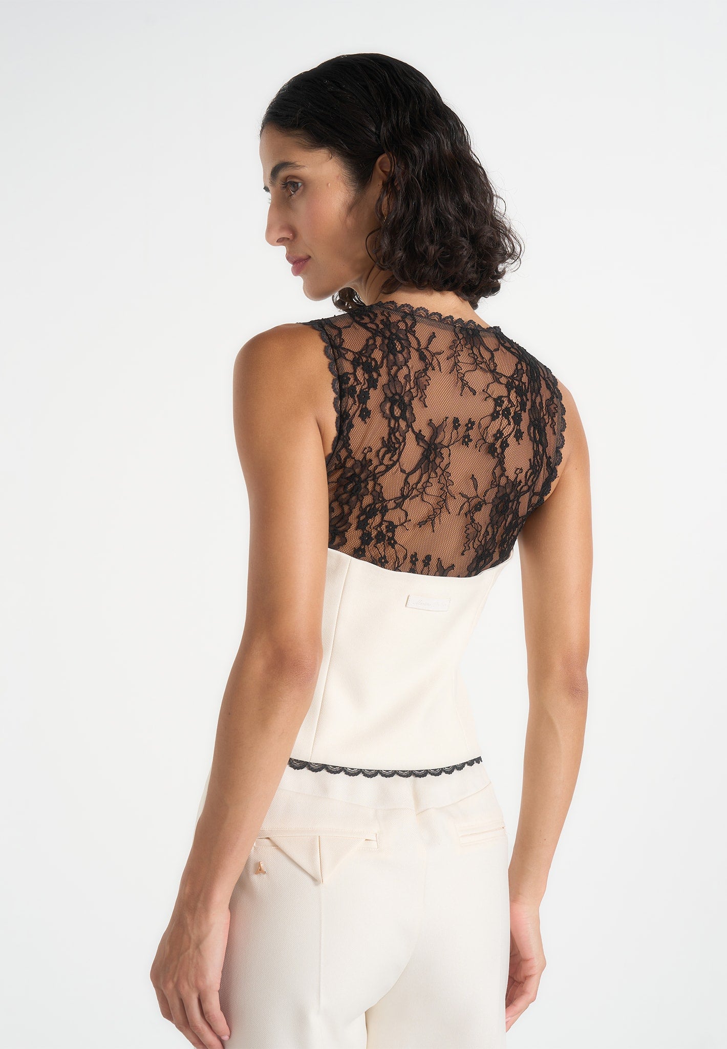 Veronica - Lace Tailored Corset Waistcoat – White