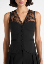 Veronica - Lace Tailored Corset Waistcoat – Black