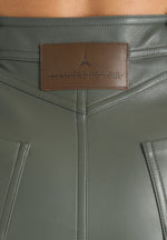 Ambre - Leather Lace Up Flared Trousers - Olive