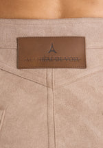 Ambre - Suede Lace Up Flared Trousers - Taupe