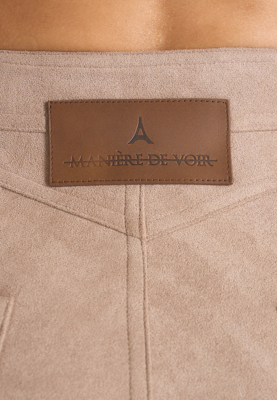 Ambre - Suede Lace Up Flared Trousers - Taupe