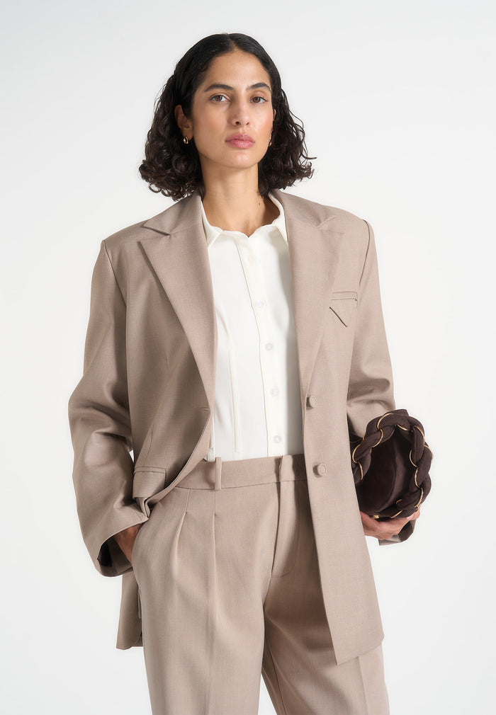 Elena - Oversized Open Back Tailored Blazer – Taupe