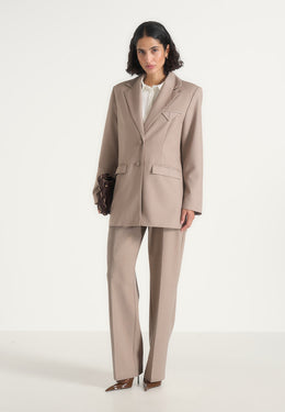 Harriet - Oversized Open Back Tailored Blazer - Taupe