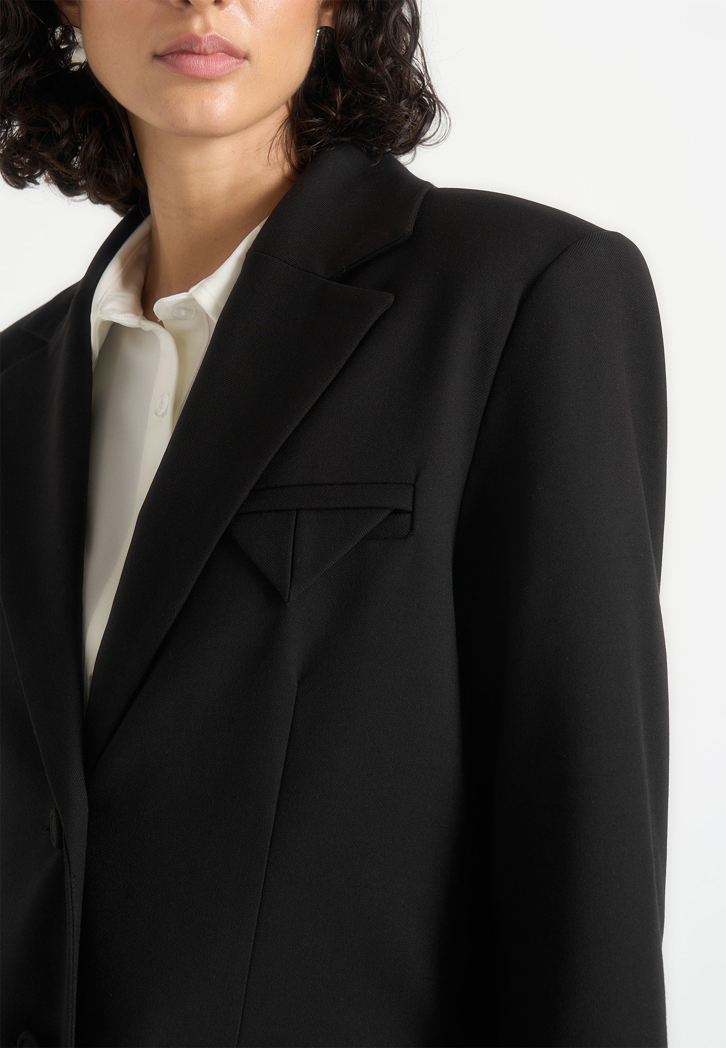 Elena - Oversized Open Back Tailored Blazer - Black