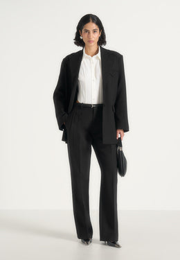 Harriet - Oversized Open Back Tailored Wool-Blend Blazer - Black
