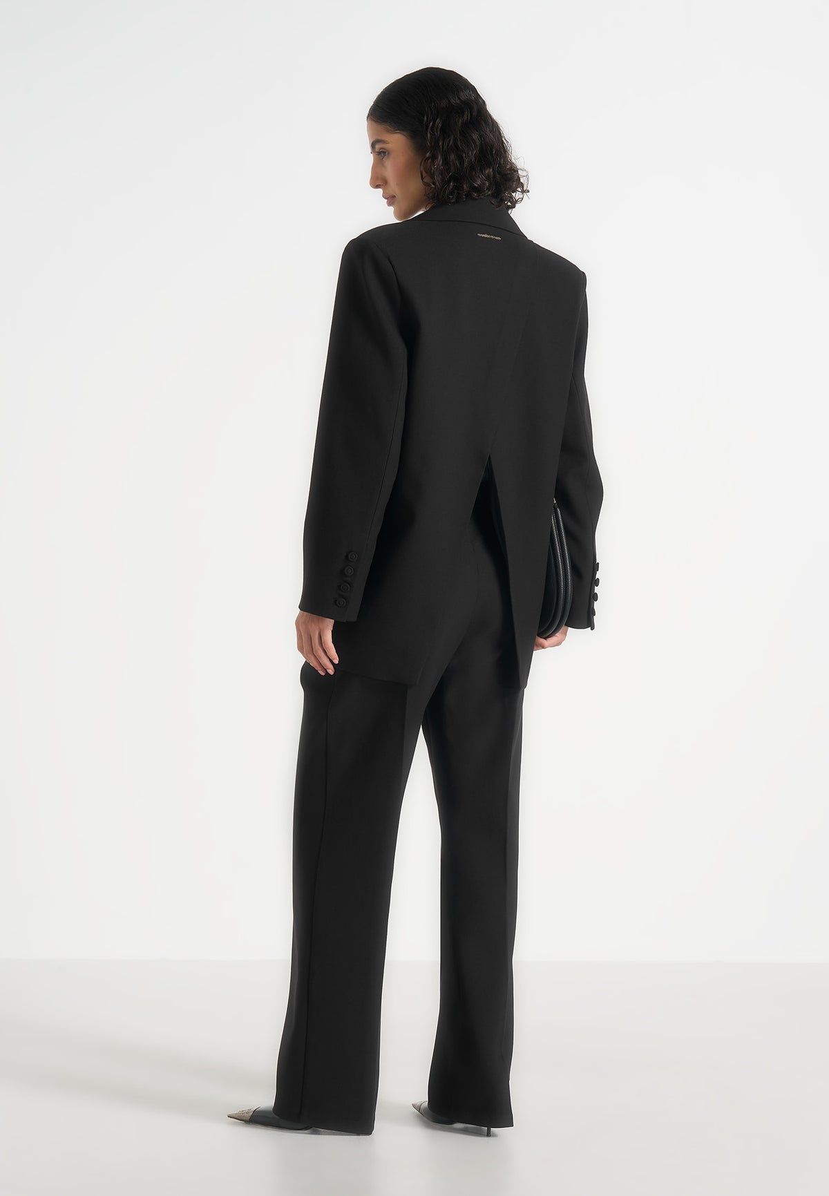 Elena - Oversized Open Back Tailored Blazer - Black