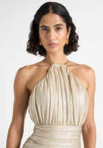 Fabienne - Ruched Halterneck Maxi Dress - Champagne