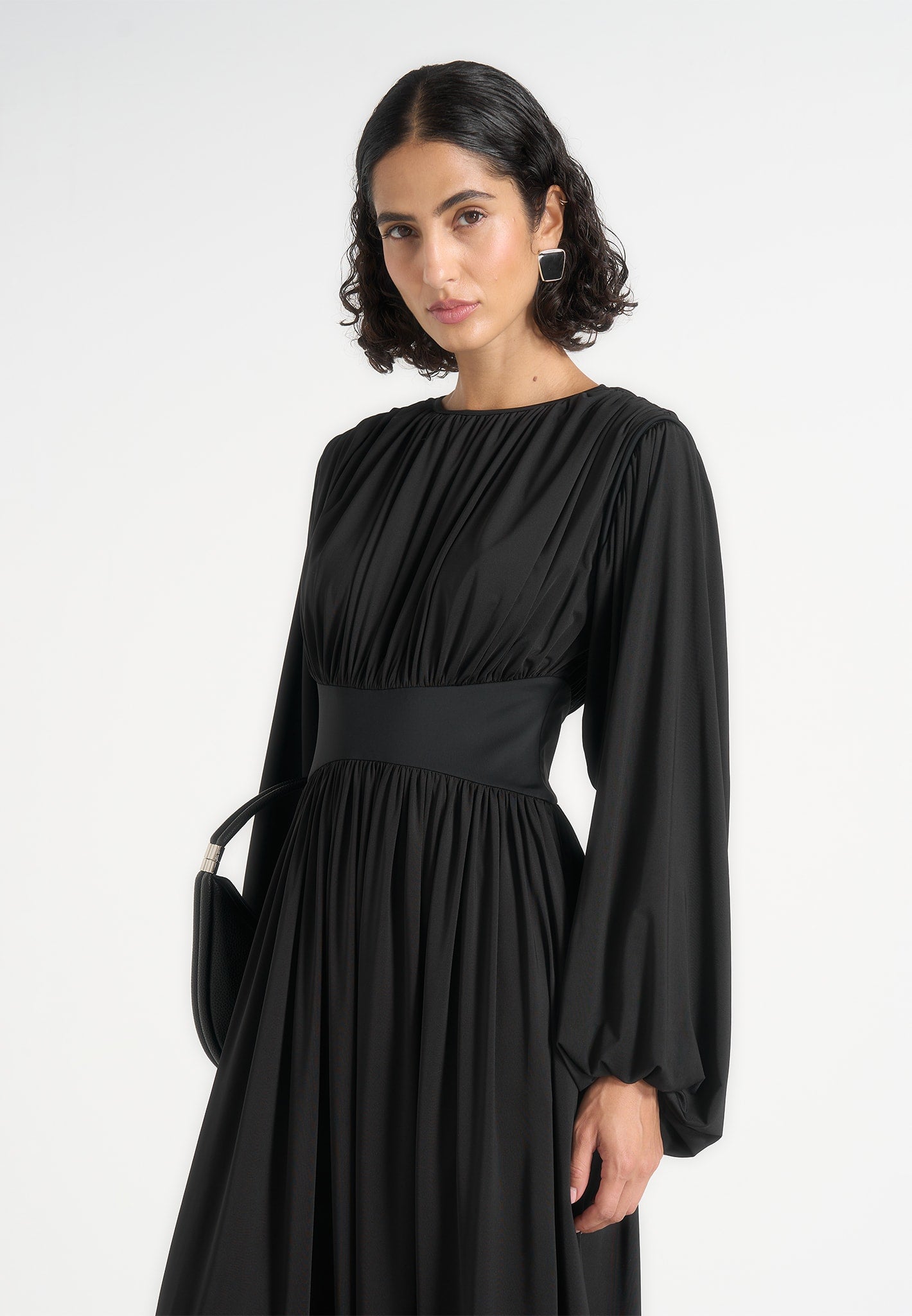 Ivana - Corset Maxi Dress with Detachable Sleeves – Black