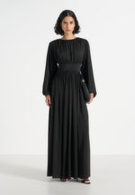 Ivana - Corset Maxi Dress with Detachable Sleeves – Black