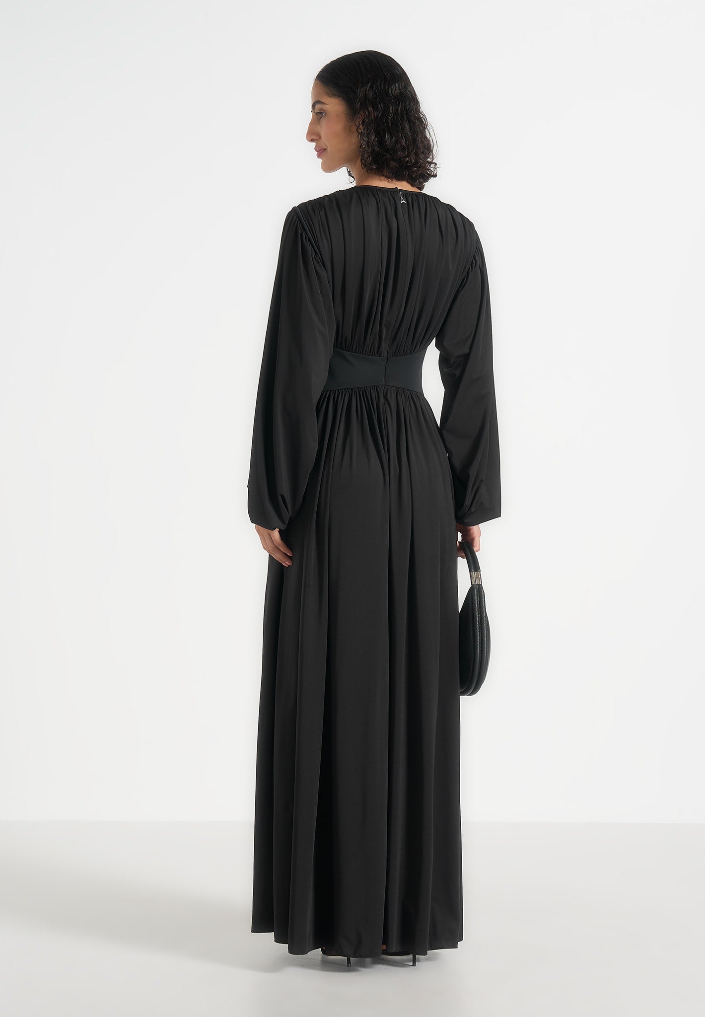 Ivana - Corset Maxi Dress with Detachable Sleeves – Black