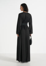 Ivana - Corset Maxi Dress with Detachable Sleeves – Black