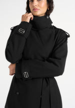 Esther - Tailored Trench Coat With Double Belt - Black