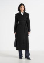 Esther - Tailored Trench Coat With Double Belt - Black