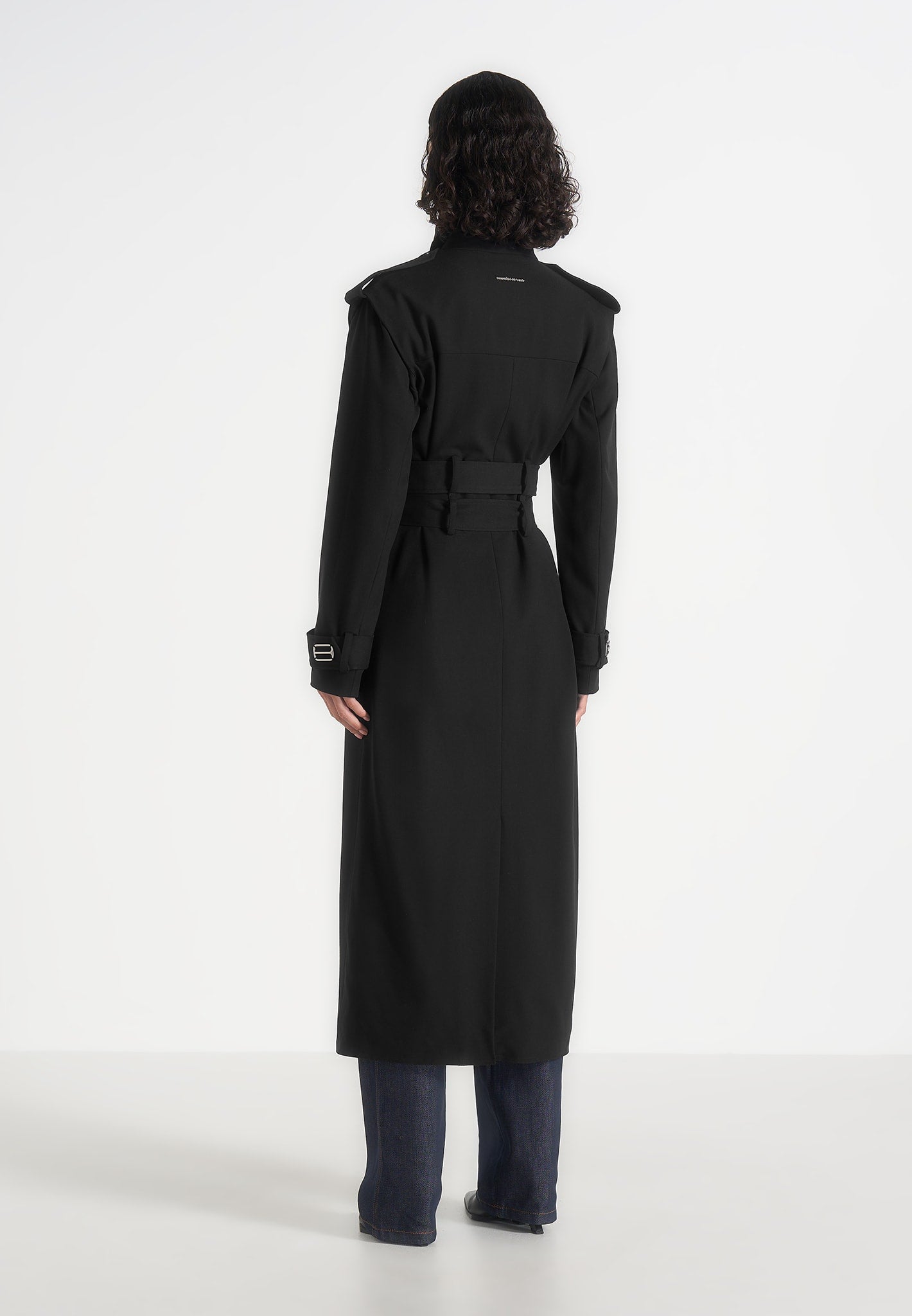 Esther - Tailored Trench Coat With Double Belt - Black