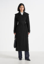 Esther - Tailored Trench Coat With Double Belt - Black