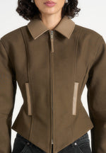 Sky - Hourglass Gabardine Jacket - Khaki