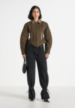 Sky - Hourglass Gabardine Jacket - Khaki