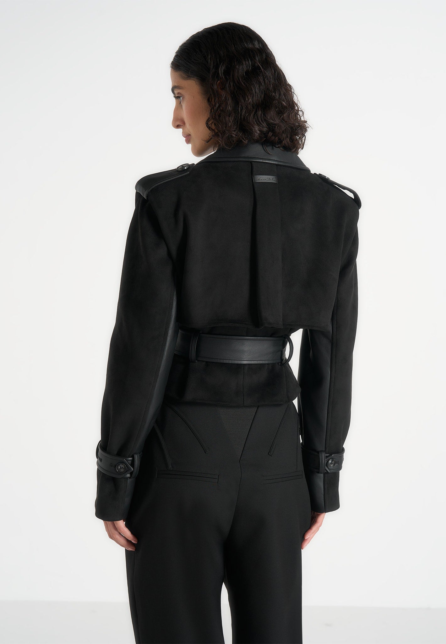 Lelia - Cropped Gabardine Trench 2-in-1 Gilet Coat With Belt - Black