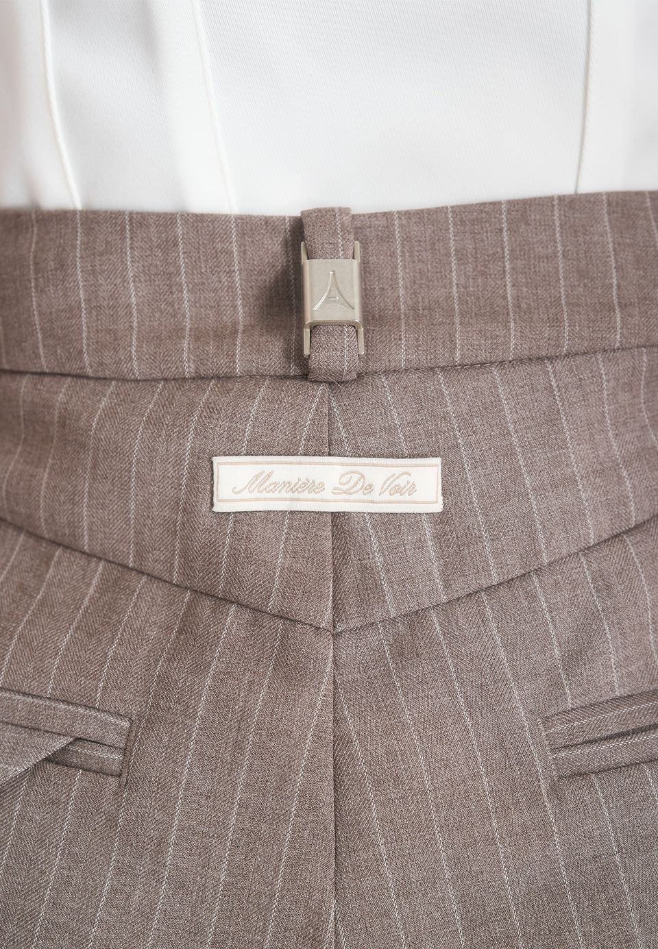 Lorette - Pinstripe Twin Pleat Tailored Shorts - Taupe