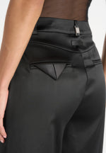 Julie - Satin Twin Pleat Trousers - Black