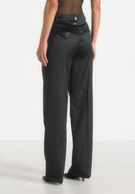 Julie - Satin Twin Pleat Trousers - Black