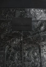 Ruth - Embossed Leather Mid Rise Trousers - Black