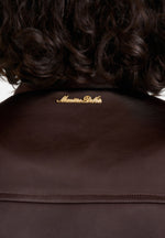 Monique - Satin Wide Shoulder Bomber Jacket - Brown