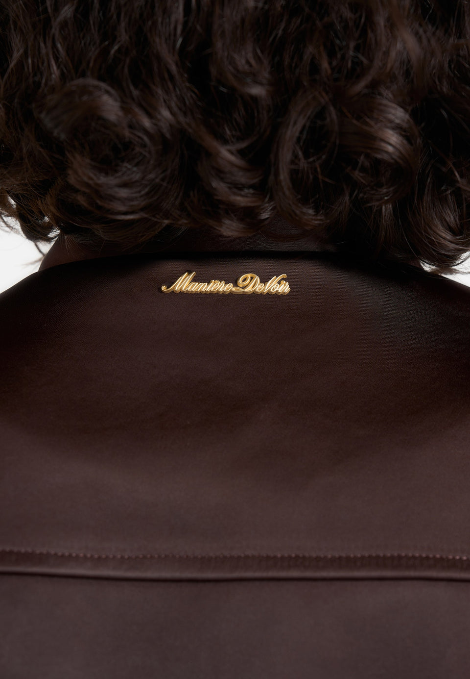 Monique - Satin Wide Shoulder Bomber Jacket - Brown