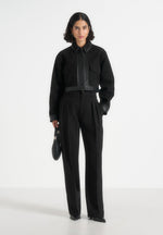 Denise - Suede & Pebbled Leather Jacket - Black