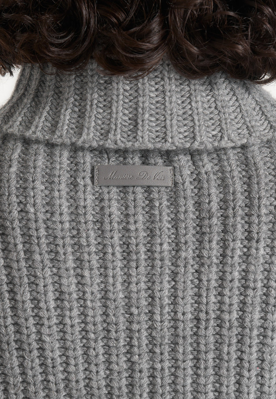 Amaya - Roll Neck Knit Jumper With Cuffs - Grey