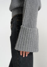 Amaya - Roll Neck Knit Jumper With Cuffs - Grey