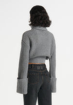 Amaya - Roll Neck Knit Jumper With Cuffs - Grey