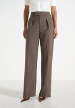 Elsa - High Waisted Tailored Trousers - Dark Taupe