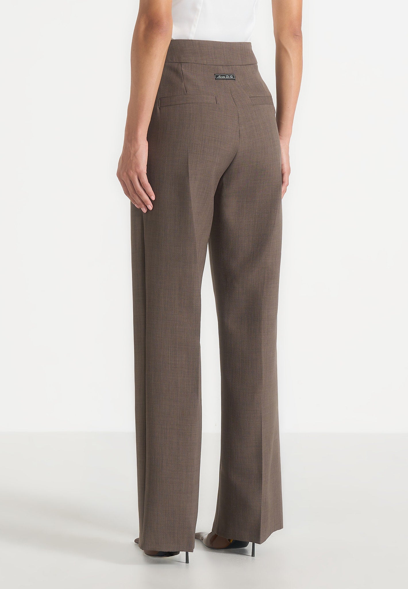 Elsa - High Waisted Tailored Trousers - Dark Taupe