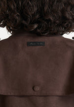 Delfina - Suede Layered-Shoulder Cropped Bomber Jacket - Brown