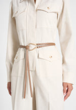 Ruby - Linen Belted Utility Jumpsuit - Natural