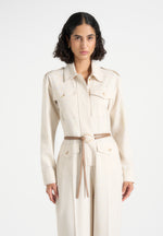 Ruby - Linen Belted Utility Jumpsuit - Natural