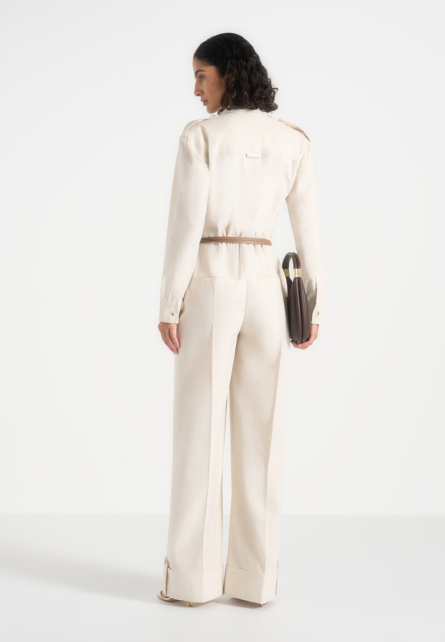 Ruby - Linen Belted Utility Jumpsuit - Natural
