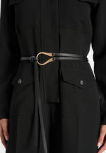 Ruby - Tailored Crepe Belted Utility Jumpsuit - Black